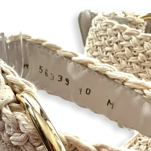 STUART WEITZMAN ESPADRILLE WEDGE SANDAL Size 10 Ivory Nude ALEX Crochet Platform - Picture 6 of 9